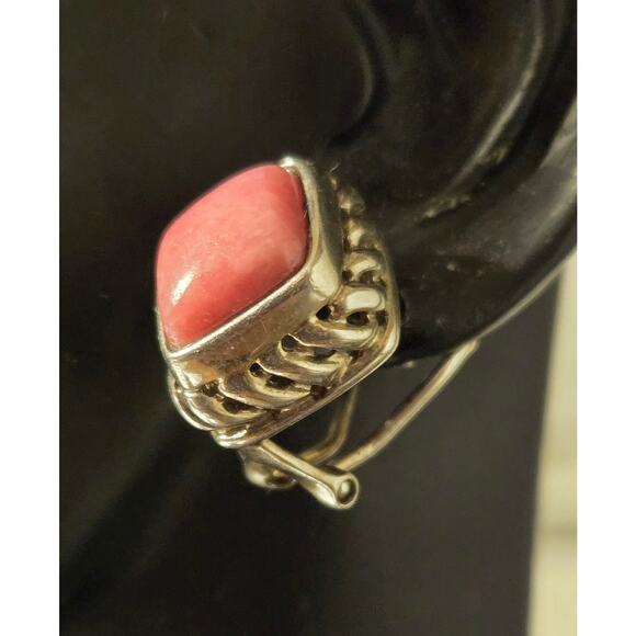 Vintage Rhodonite Sterling Silver Earrings - Picture 3 of 8